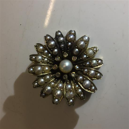 15ct gold and seed pearl and diamond pendant